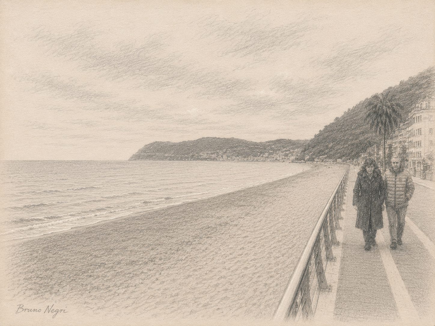 Couple on the Alassio seafront