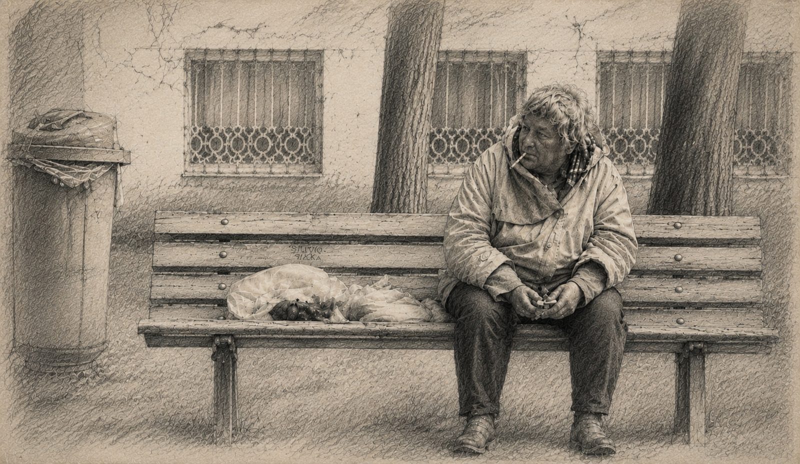 Person sitting on a bench