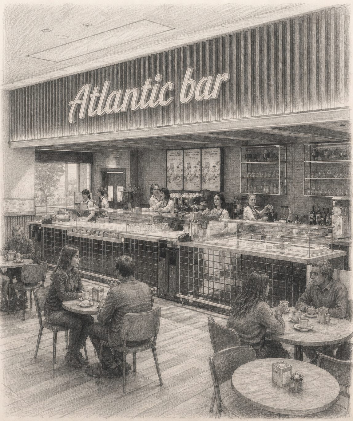 Atlantic Bar, next to the supermarket