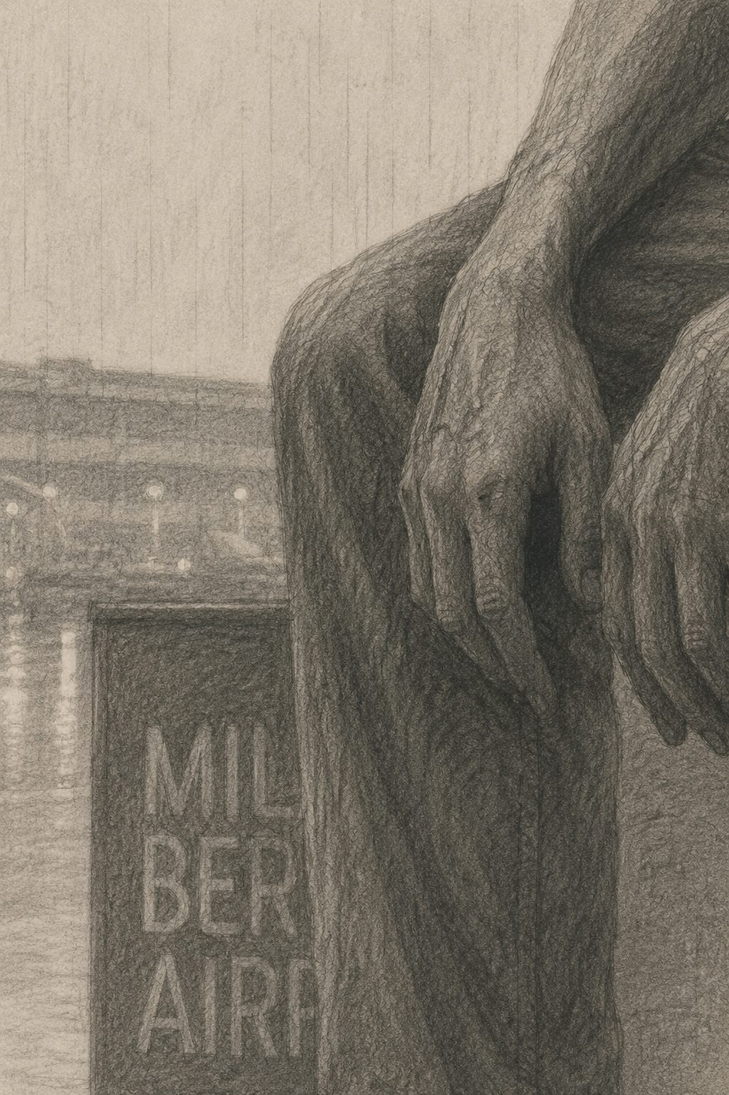 A hand and the Milan Bergamo Airport sign