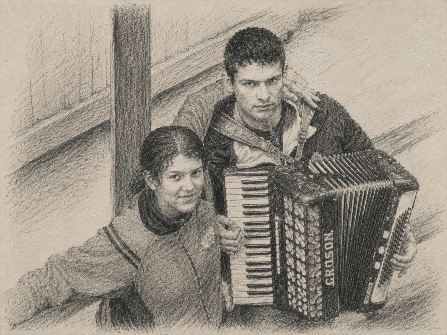 Two young accordion players on Via San Tommaso