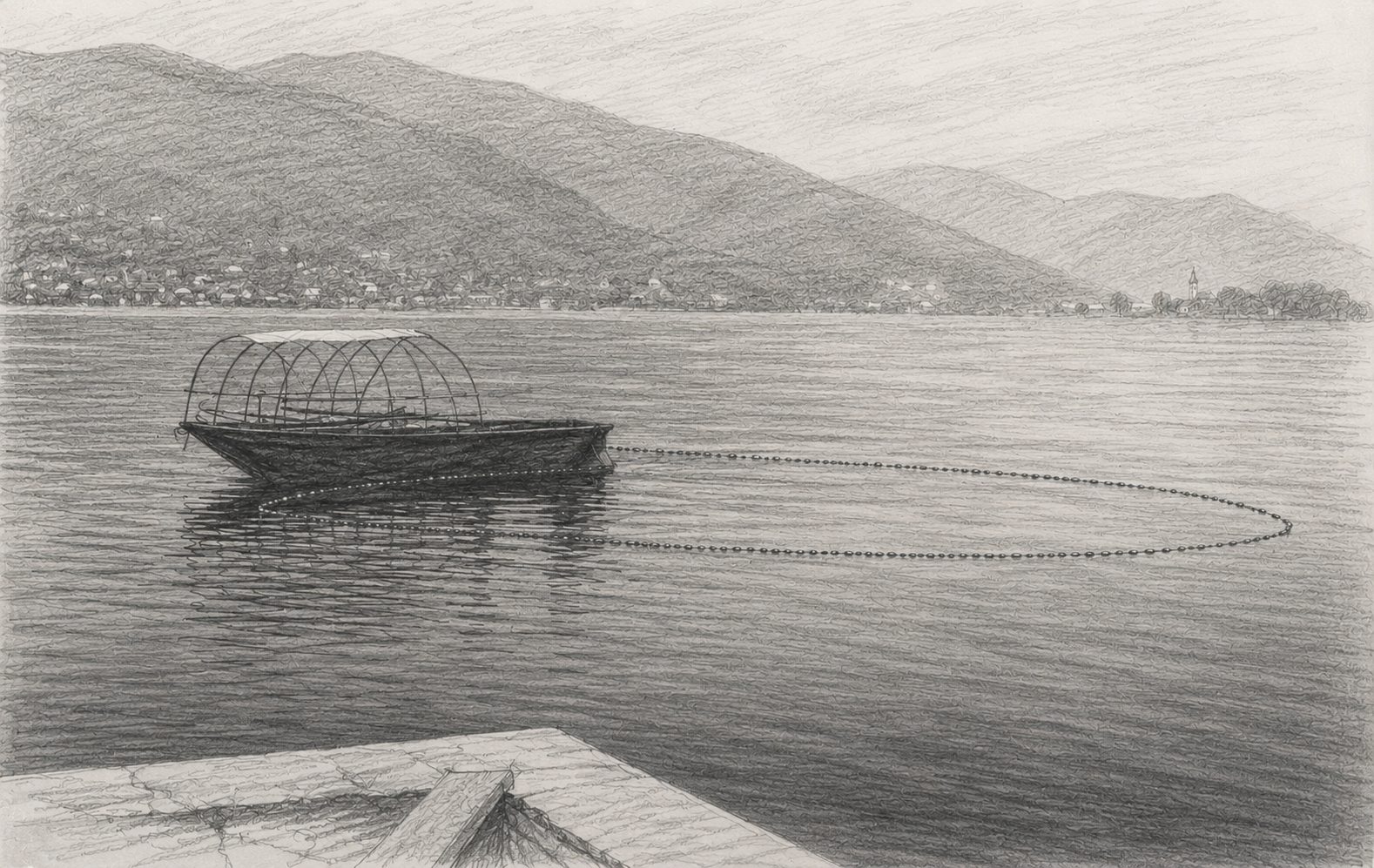 A boat on the island’s shore