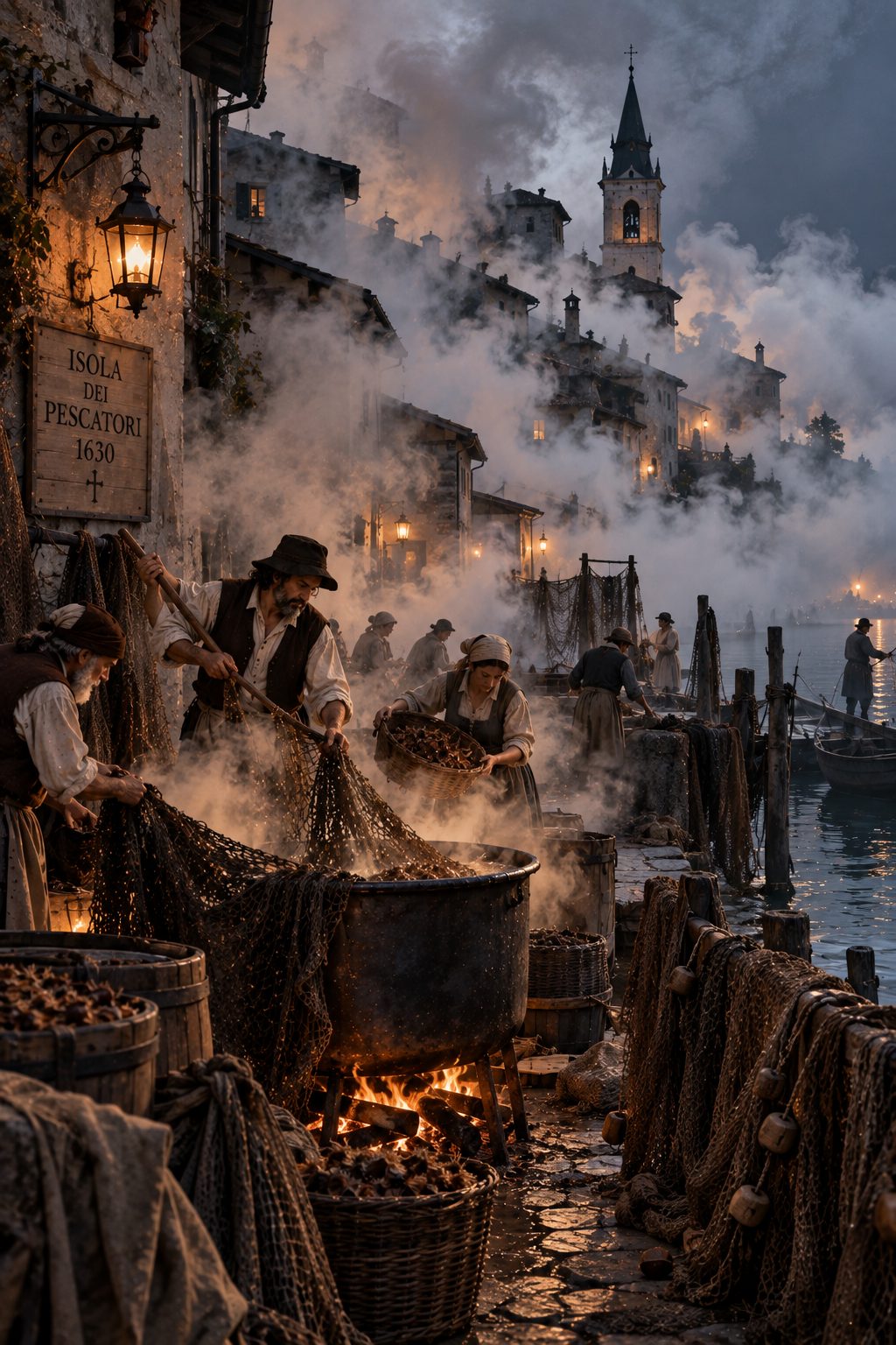 A night on the island, between fires and processions