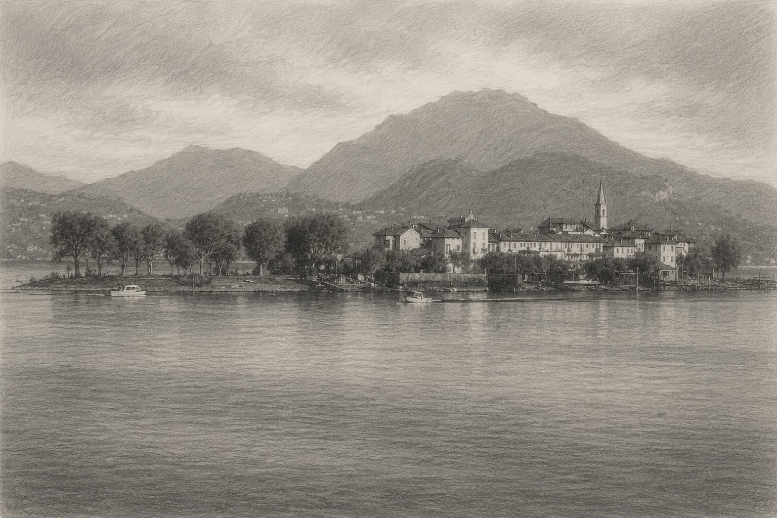 The island seen from the lake