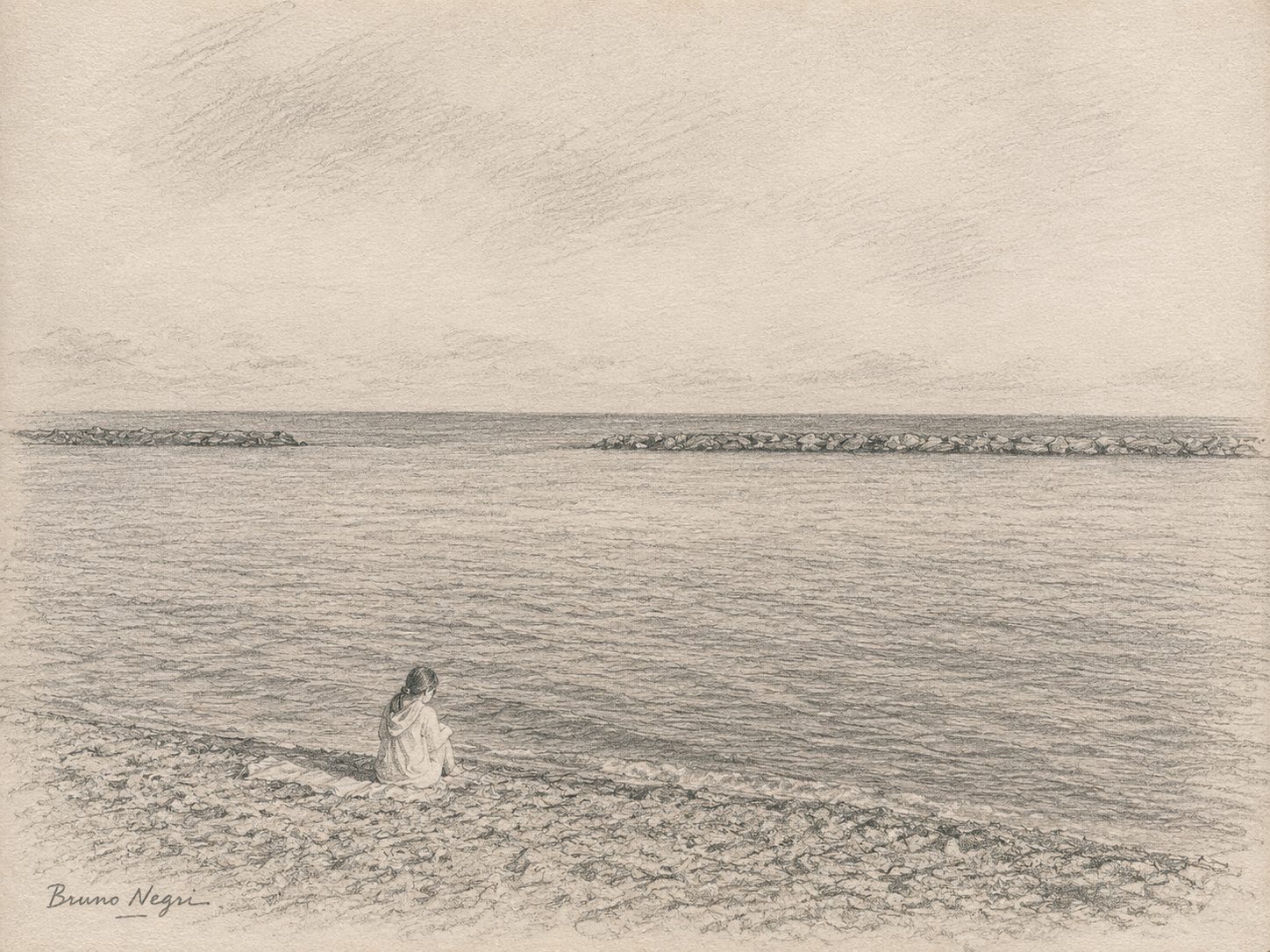 Person beside the sea in Alassio