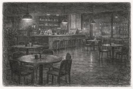 The empty waiting room at night